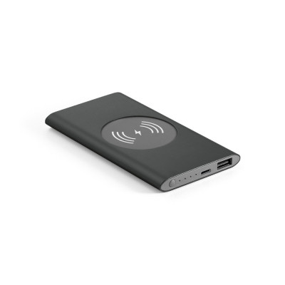 CASSINI. Power bank 4'000 mAh com carregador wireless 5W em alumínio reciclado (100 rAL)